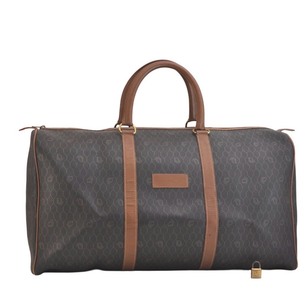 Christian Dior Honeycomb Coated Canvas Boston Bag
